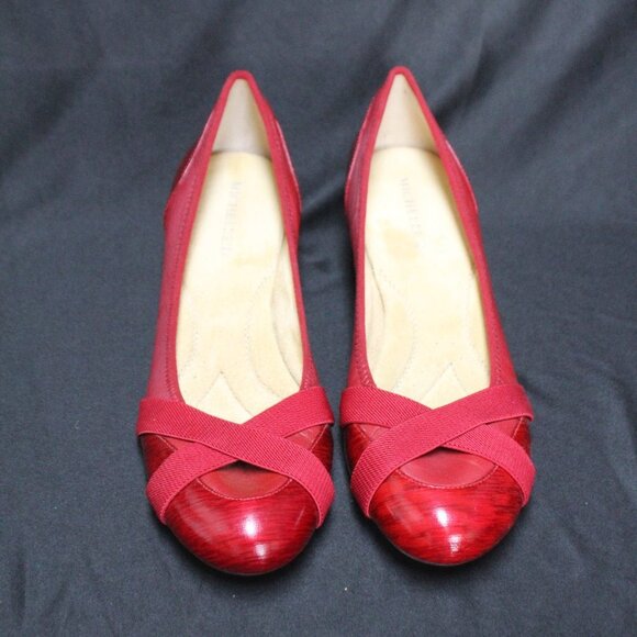 Michelle D Red Patent Low Heel Wedges - Picture 2 of 13